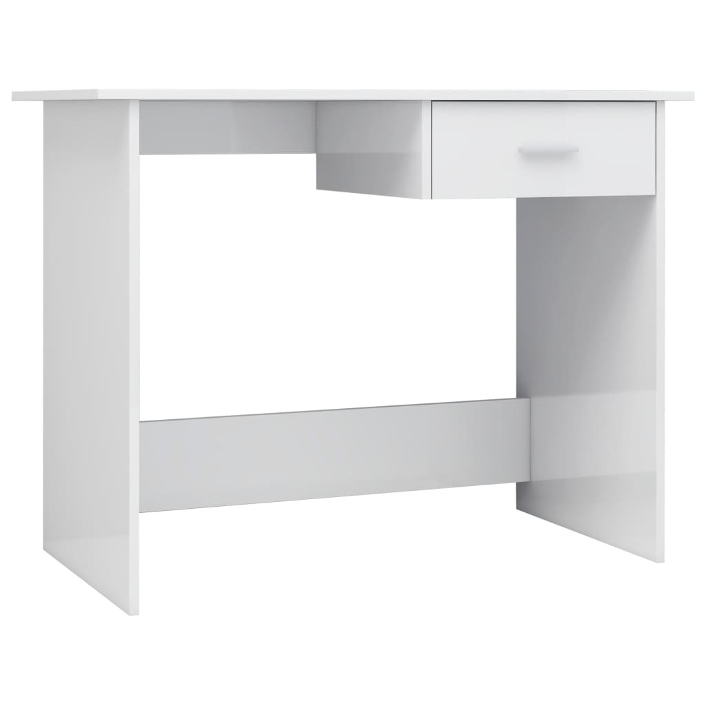 Desk High Gloss White 100x50x76 cm Chipboard